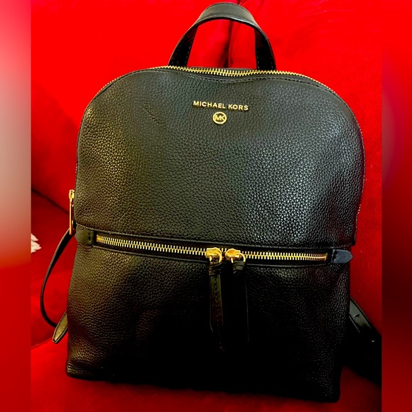 MICHAEL Michael Kors Handbags - Michael Kors Rhea Zip Black Medium
Leather Backpack